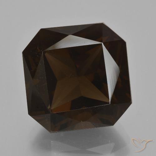 12.51ct Натуральный Темно-шоколадно-коричневый Дымчатый кварц, Изумрудная огранка, Чистота VVS