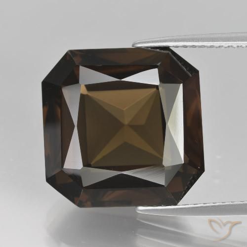 13.94ct Натуральный Коричневый Дымчатый кварц, Изумрудная огранка, Чистота VVS