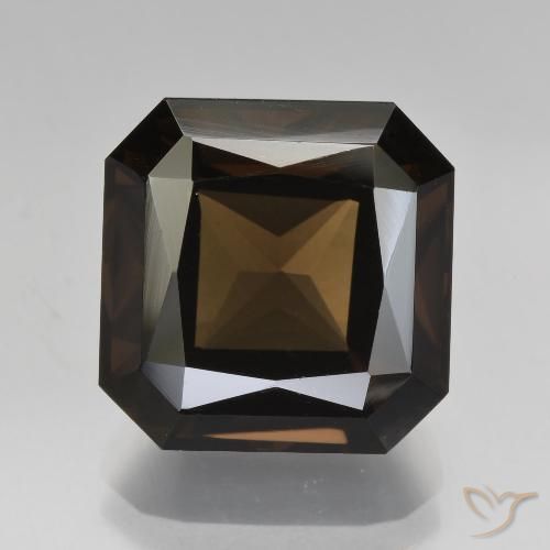 8.66ct Натуральный Темно-коричневый Дымчатый кварц, Изумрудная огранка, Чистота VVS