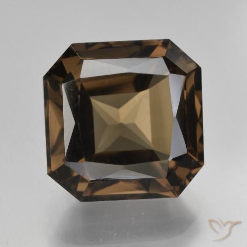 8.86ct Натуральный Темно-коричневый Дымчатый кварц, Изумрудная огранка, Чистота VVS