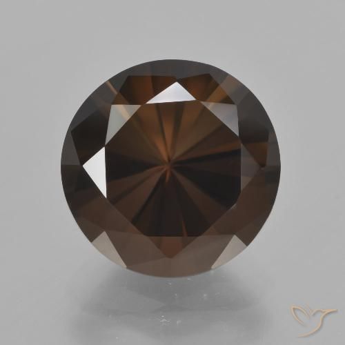 6.34ct Натуральный Темно-коричневый Дымчатый кварц, Круглый, Чистота VVS