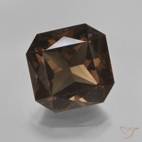 7.15ct Натуральный Коричневый Дымчатый кварц, Изумрудная огранка, Чистота VVS