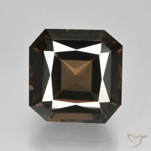 7.61ct Натуральный Темно-коричневый Дымчатый кварц, Изумрудная огранка, VVS-VS