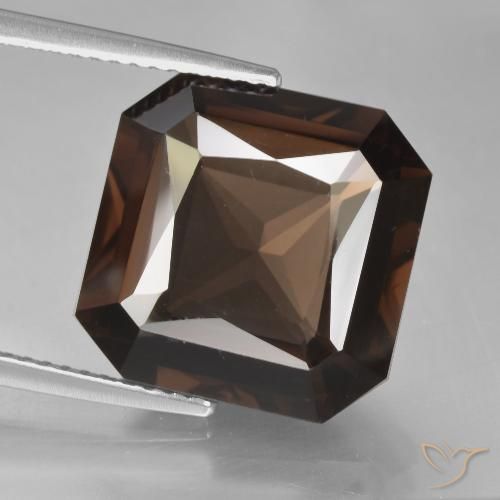 10.05ct Натуральный Гикори Браун Дымчатый кварц, Изумрудная огранка, Чистота VVS