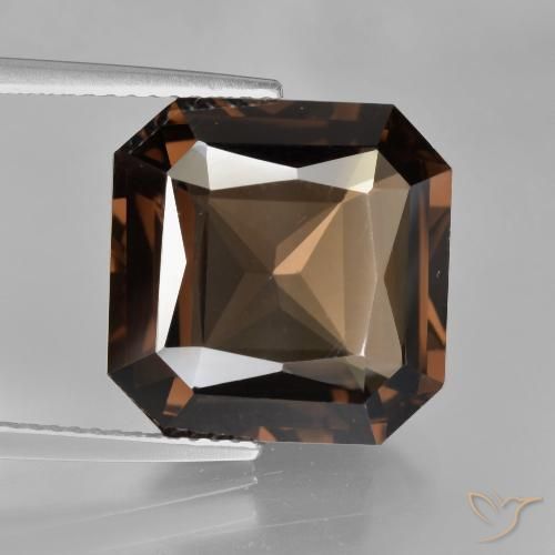 10.90ct Натуральный Коричневый Дымчатый кварц, Изумрудная огранка, VVS-VS