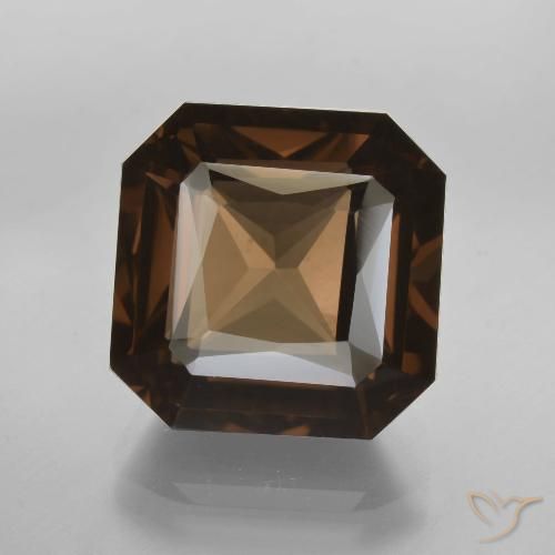10.54ct Натуральный Гикори Браун Дымчатый кварц, Изумрудная огранка, Чистота VVS
