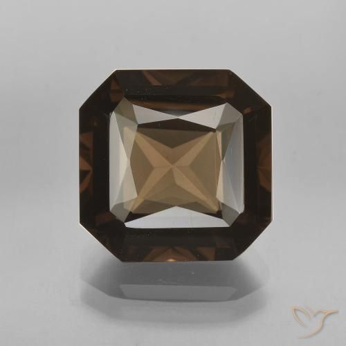 7.08ct Натуральный Темно-коричневый Дымчатый кварц, Изумрудная огранка, Чистота VVS