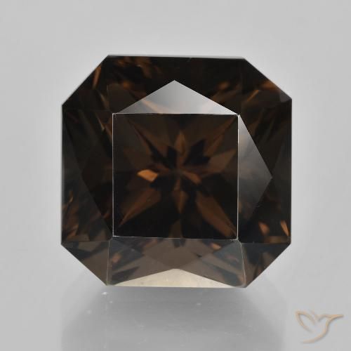 12.53ct Натуральный Шоколадно-коричневый Дымчатый кварц, Изумрудная огранка, Чистота VVS