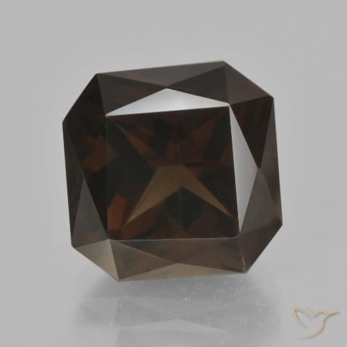 8.35ct Натуральный Темно-шоколадно-коричневый Дымчатый кварц, Изумрудная огранка, Чистота VVS