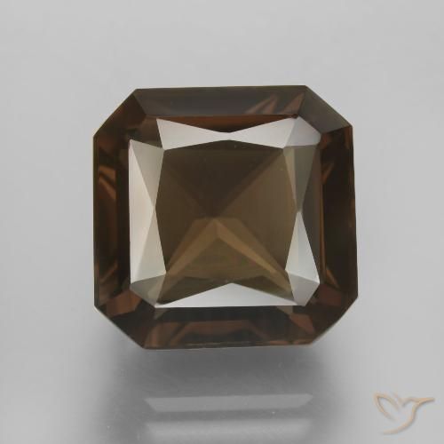 9.55ct Натуральный Коричневый Дымчатый кварц, Изумрудная огранка, Чистота VVS