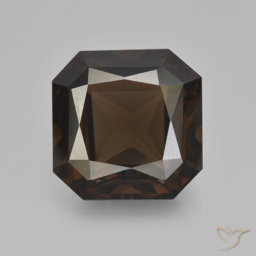 9.40ct Натуральный Темно-коричневый Дымчатый кварц, Изумрудная огранка, Чистота VVS