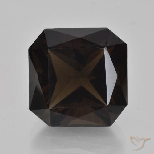 9.38ct Натуральный Темно-коричневый Дымчатый кварц, Изумрудная огранка, Чистота VVS