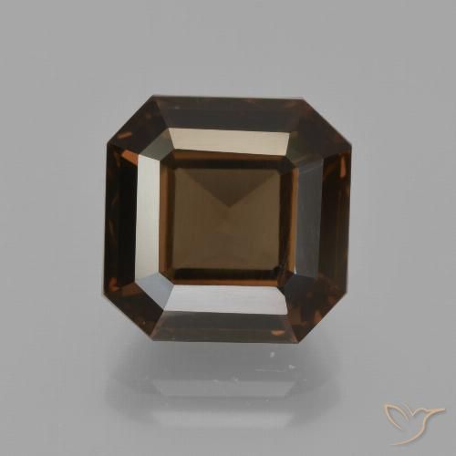 5.10ct Натуральный Гикори Браун Дымчатый кварц, Изумрудная огранка, Чистота VS