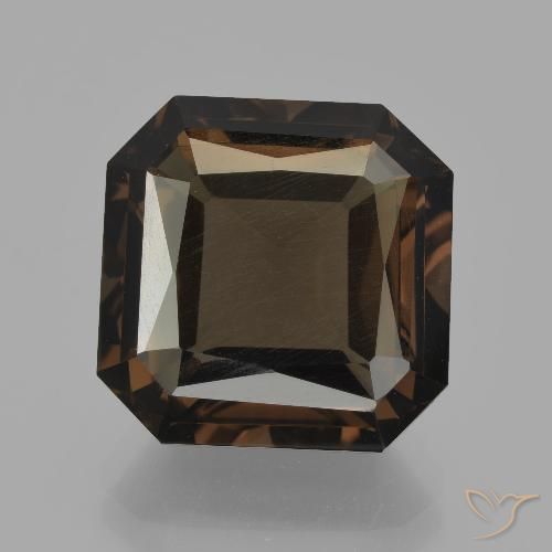 10.26ct Натуральный Темно-коричневый Дымчатый кварц, Изумрудная огранка, Чистота VS