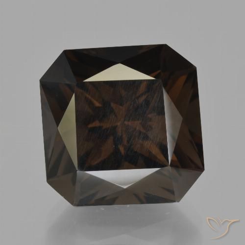 12.34ct Натуральный Темно-коричневый Дымчатый кварц, Изумрудная огранка, Чистота VS
