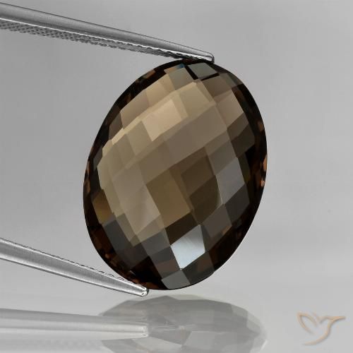 13.61ct Натуральный Темно-коричневый Дымчатый кварц, Овал, Чистота VVS