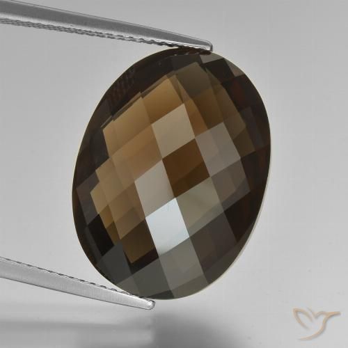 15.80ct Натуральный Шоколадно-коричневый Дымчатый кварц, Овал, Чистота VVS