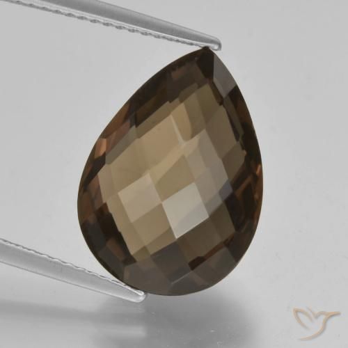 7.73ct Натуральный Шоколадно-коричневый Дымчатый кварц, Форма груши, VVS-VS