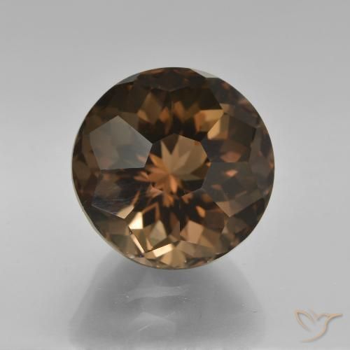 7.66ct Натуральный Шоколадно-коричневый Дымчатый кварц, Круглый, Чистота VVS
