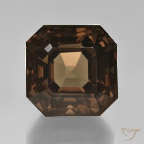 12.31ct Натуральный Коричневый Дымчатый кварц, Изумрудная огранка, Чистота VVS