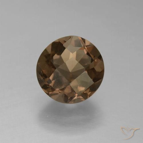 1.53ct Натуральный Средне-темно-коричневый Дымчатый кварц, Круглый, Чистота VS