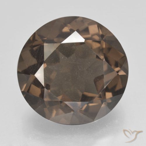 11.46ct Натуральный Средне-темно-коричневый Дымчатый кварц, Круглый, Чистота VS