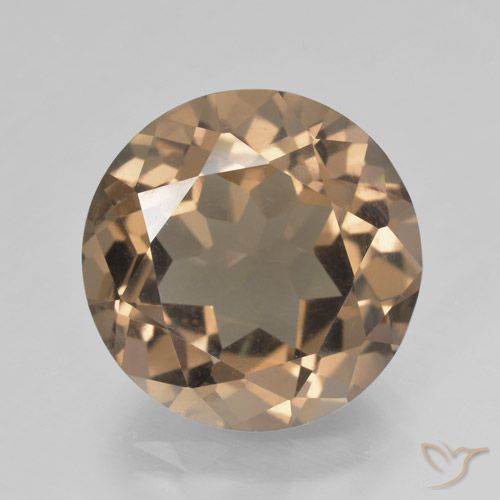 10.48ct Натуральный Средне-светло-коричневый Дымчатый кварц, Круглый, Чистота VS