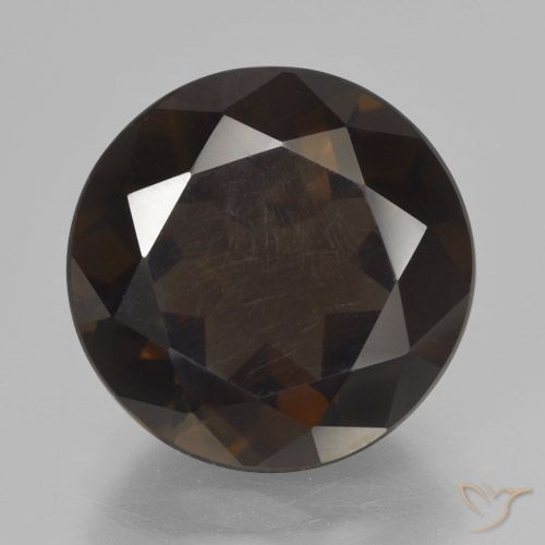 6.63ct Натуральный Темно-коричневый Дымчатый кварц, Круглый, VVS-VS