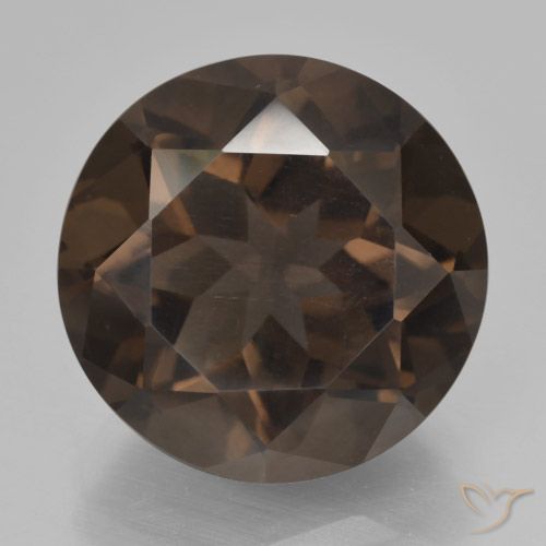 8.09ct Натуральный Темно-коричневый Дымчатый кварц, Круглый, VVS-VS