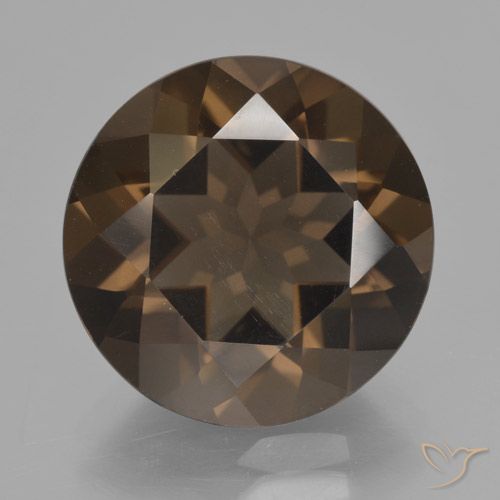 7.32ct Натуральный Темно-коричневый Дымчатый кварц, Круглый, VVS-VS