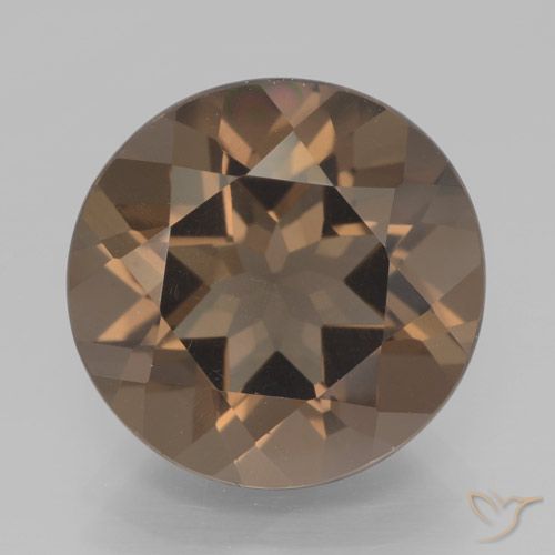 7.46ct Натуральный Коричневый Дымчатый кварц, Круглый, VVS-VS