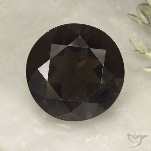 13.80ct Натуральный Темно-шоколадно-коричневый Дымчатый кварц, Круглый, Чистота VVS