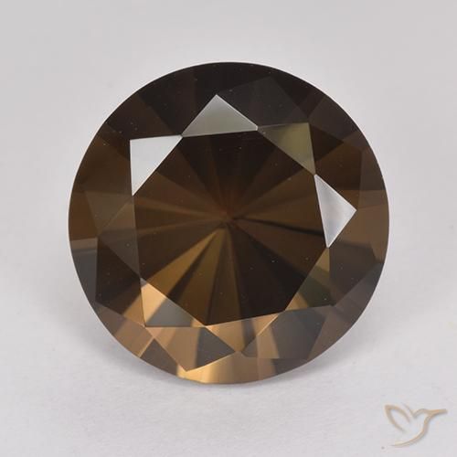 6.67ct Натуральный Средне-темно-коричневый Дымчатый кварц, Круглый, Чистота VVS