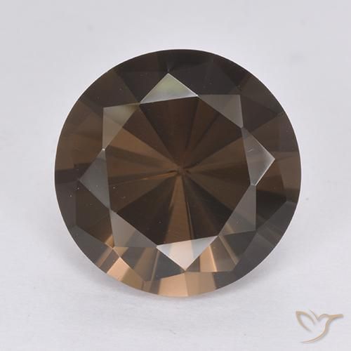 6.60ct Натуральный Темно-коричневый Дымчатый кварц, Круглый, VVS-VS