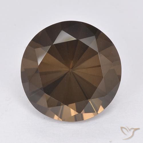 7.30ct Натуральный Темно-коричневый Дымчатый кварц, Круглый, VVS-VS