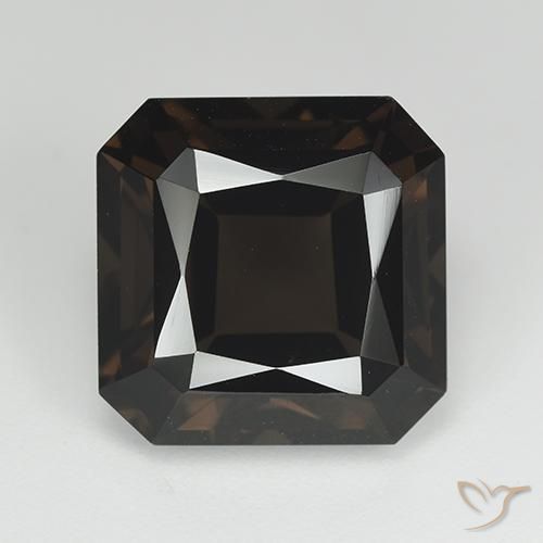 9.82ct Натуральный Темно-коричневый Дымчатый кварц, Изумрудная огранка, Чистота VVS