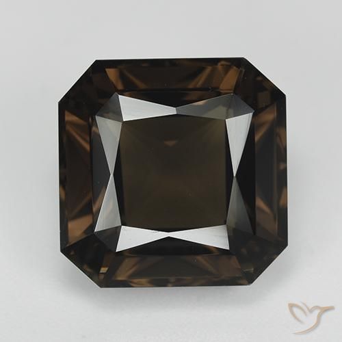 11.91ct Натуральный Коричневый Дымчатый кварц, Изумрудная огранка, Чистота VVS