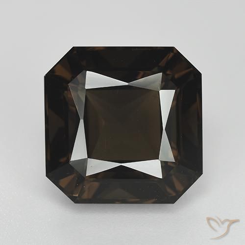 9.07ct Натуральный Темно-коричневый Дымчатый кварц, Изумрудная огранка, Чистота VVS