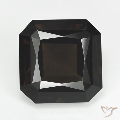 14.30ct Натуральный Темно-коричневый Дымчатый кварц, Изумрудная огранка, Чистота VVS