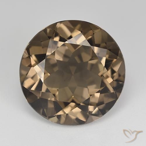 12.79ct Натуральный Средне-темно-коричневый Дымчатый кварц, Круглый, VVS-VS