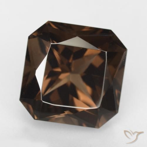 11.88ct Натуральный Шоколадно-коричневый Дымчатый кварц, Изумрудная огранка, VVS-VS