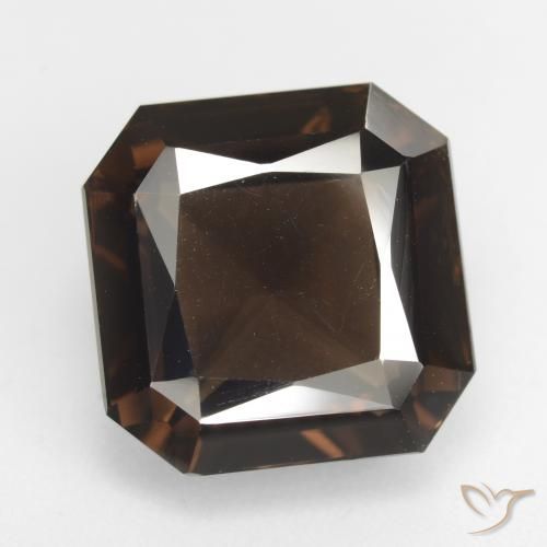12.94ct Натуральный Темно-коричневый Дымчатый кварц, Изумрудная огранка, Чистота VVS