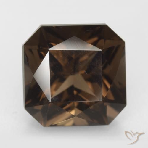 7.49ct Натуральный Темно-коричневый Дымчатый кварц, Изумрудная огранка, VVS-VS