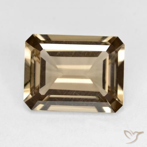 5.56ct Натуральный Средне-светло-коричневый Дымчатый кварц, Изумрудная огранка, VVS-VS