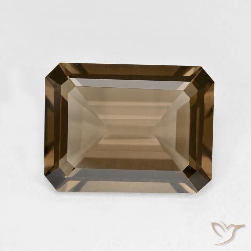 5.33ct Натуральный Светлый мокко Дымчатый кварц, Изумрудная огранка, VVS-VS