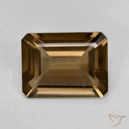 5.22ct Натуральный Средне-темно-коричневый Дымчатый кварц, Изумрудная огранка, VVS-VS