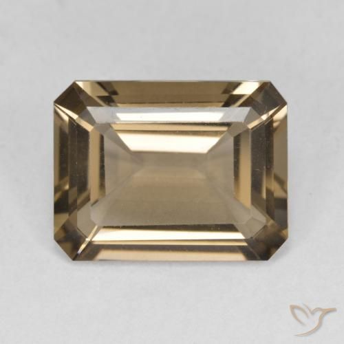 5.23ct Натуральный Светлый мокко Дымчатый кварц, Изумрудная огранка, VVS-VS