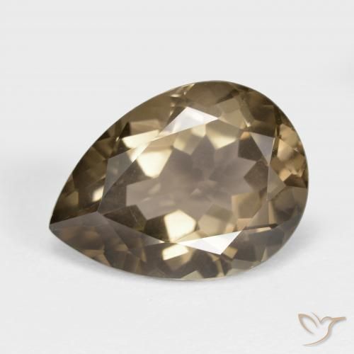 6.33ct Натуральный Средне-светло-коричневый Дымчатый кварц, Форма груши, VVS-VS