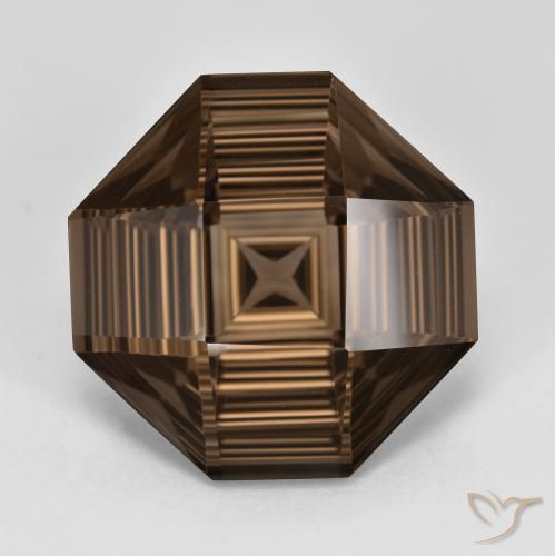 13.08ct Натуральный Темно-коричневый Дымчатый кварц, Изумрудная огранка, Чистота VVS