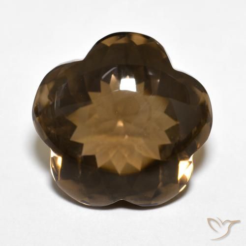 13.07ct Натуральный Теплый коричневый Дымчатый кварц, Огранка Цветок, Прозрачный